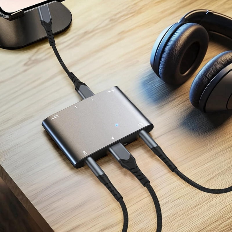 Audio Interface Adapter for Livestreaming Dual Stereo High-Resolution Sound Card for Live Singing and Recording
