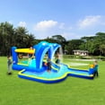 thumbnail image 1 of 6 in 1 Inflatable Slide Water Park, Trampoline Bouncing House for Kids, Outdoor Garden with Dolphin Sprinkler & Target Games & Water Gun & Basketball, 1 of 8