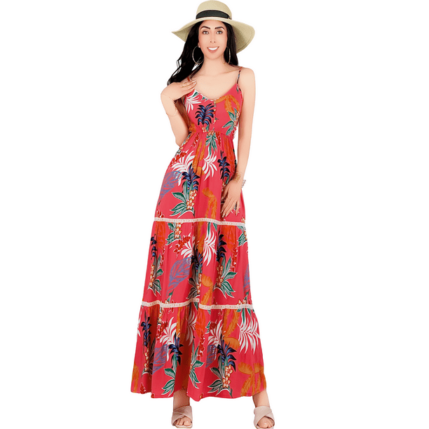 Vestido Maxi Casual Mujer Largo Cómodo de Tirantes