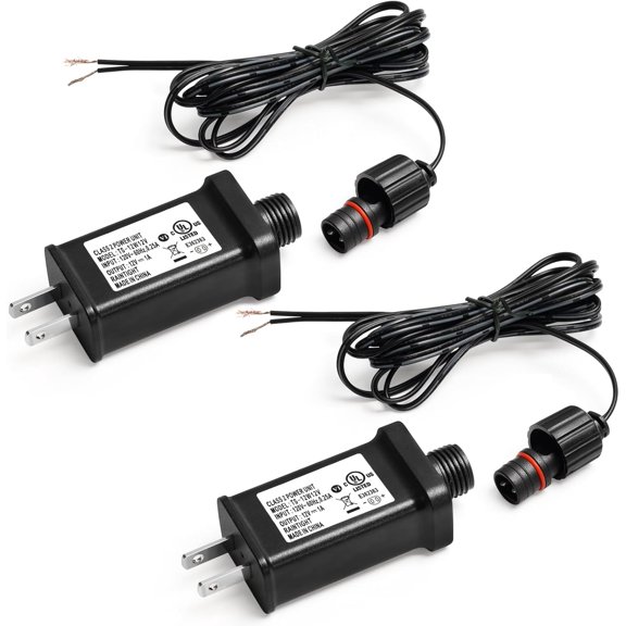 2 PCS Replacement Yard Inflatable Adapter with 9.8ft Extension Cables, 12V 1A Class 2 Power Supply,Low Voltage Transformer US Plug and Electric Cord for Halloween/Thanksgiving/Christmas Inflatables