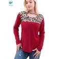 thumbnail image 4 of Deago Woman Casual Tops Long Sleeve Leopard Print Patchwork Plus Size Round Neck T-Shirt Blouses (Red, M), 4 of 9