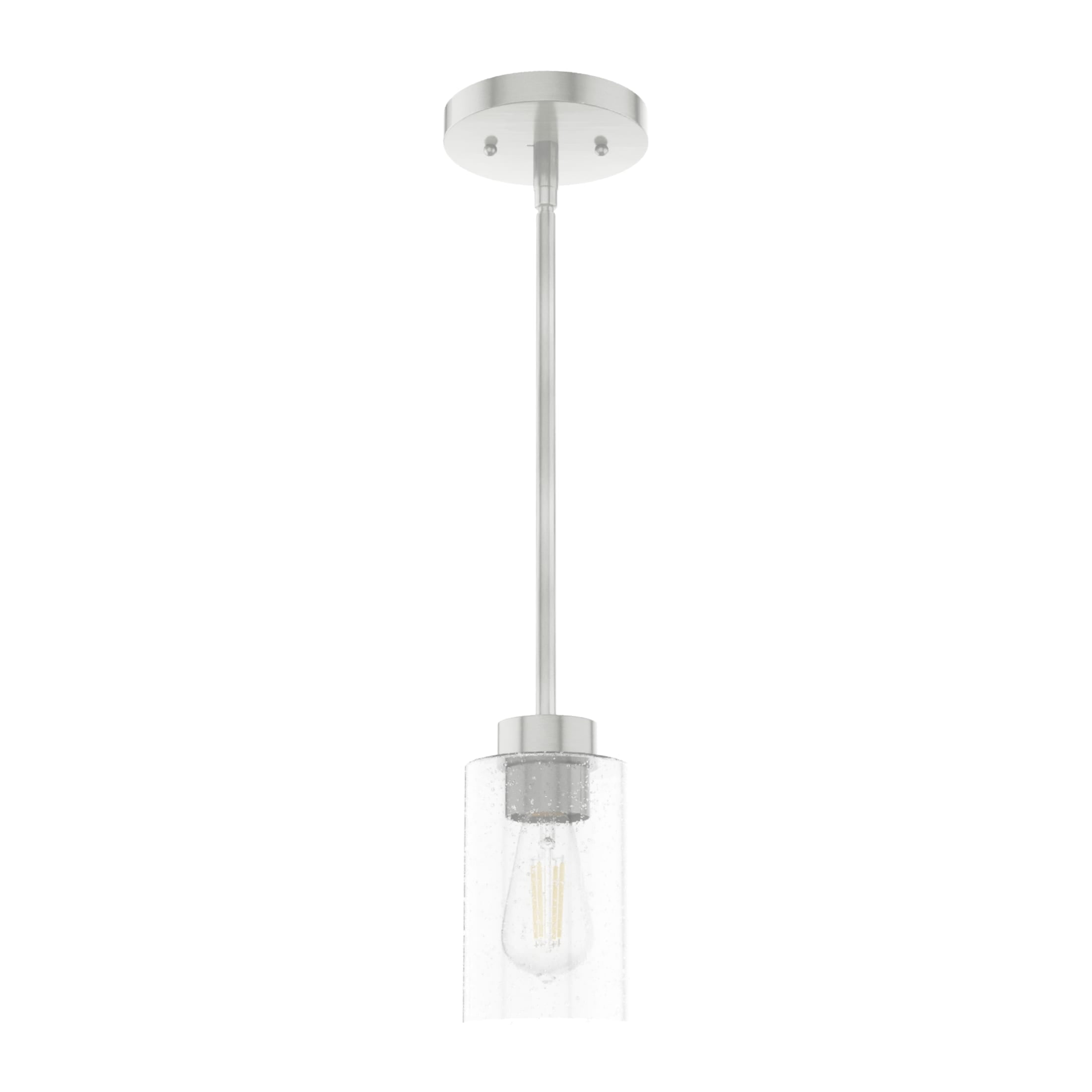 Hunter - Hartland 1-light Brushed Nickel, Mini Pendant Light, Dimmable, Casual Style, Cylinder Shaped, for Bedrooms, Dining, Living Rooms - 19166