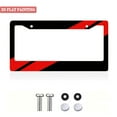 thumbnail image 2 of 1PC Sporty Red & Black Striped Car License Plate Holders with Screws & Caps 6.3x12.2inch(16x31cm), 2 of 8