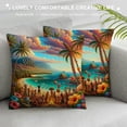 thumbnail image 3 of Leisuo  Hawaiian Pillow Case Aloha Vintage Colorful Swirl Dolphins Palm Trees Flowers Throw Pillow Cover Decorative Square Cushion Canvas for Women Men Sofa Bed, 3 of 5