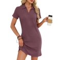 thumbnail image 3 of Women T Shirt Summer Dress Casual Business Mini Loose V-Neck Short Sleeve Dresses Brick Red L, 3 of 10