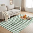 thumbnail image 4 of Happy Thanksgiving Washable Area Rug 2.7 x 5 ft Sage Green White Plaid Rustic Leaf Pumpkins Soft Non‑Slip Rugs Stain Repellent Indoor Mats for Kitchen Aisle, Foyer, Foot‑of‑Bed, Mudroom, 4 of 9