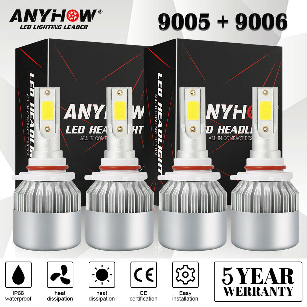 9005+9006 Combo LED Headlight Hi-Low Beam Fog lights 6000K White 200W 4000LM Kit
