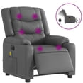 thumbnail image 3 of Sillón reclinable eléctrico para masajes VidaXL de piel sintética gris, 3 of 9