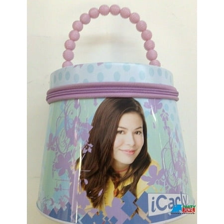 - iCarly Round Tote Carry All Tin Box Lunchbox Lunch Box with Zipper - Purple