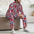 thumbnail image 7 of Naloa Palm Tree Pattern on Red Men’s Pajamas Set - Long Sleeve Button Down Sleep Shirt and Pajama Bottoms Sleepwear Set-XX-Large, 7 of 7