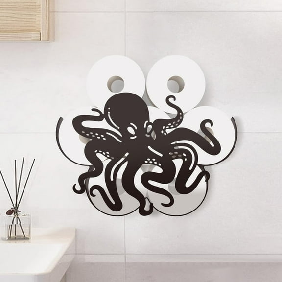 Octopus Toilet Paper Holders Marine Animal Toilet Paper Holder Shelf Wall Mount Toilet Paper Storage for Extra 8 Rolls Metal Toilet Paper Organizer Toilet Paper Roll Holder for Bathroom Decor for DIY