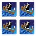 thumbnail image 1 of Nautical Coaster Set of 4, Captain on Ship with Wavy Ocean Cartoon Style Illustration Marine Adventure Design, Square Hardboard Gloss Coasters, Standard Size, Multicolor, by Ambesonne, 1 of 2