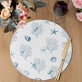 thumbnail image 3 of Ocean Blue Coral Round 13 Inch Placemats Set of 6, Summer Coastal Starfish Conch Nautical HeatResistant Non Slip Place Mats for Dining Table, Wipeable Braided Kitchen Table Mats for Housewarming, 3 of 9