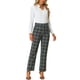 thumbnail image 2 of Pantalones largos rectos de cintura elástica con botones y cremallera de cuadros para mujer INSPIRE CHIC XL azul verde, 2 of 6