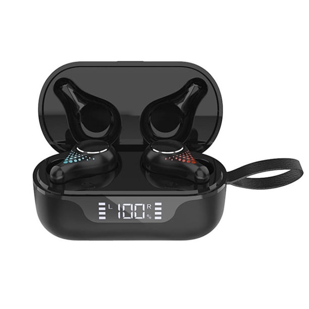 Auriculares Bluetooth 5.0 Auriculares con sonido estéreo de alta fidelidad inalámbricos Auriculares de emparejamiento automático con estuche de carga, Negro Inevent EL5174-01B