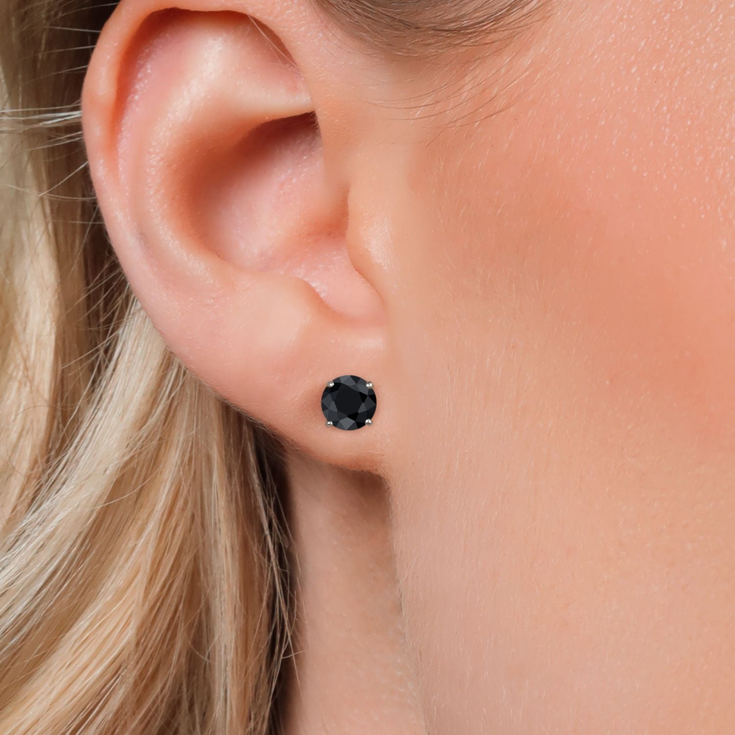 Gem Stone King 925 Sterling Silver Black Sapphire Stud Earrings for Women Men (2.30 Cttw, Gemstone September Birthstone, Round 6MM)