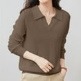 thumbnail image 5 of Duoif Womens Sweaters, Women's Collar Pullover Sweater - Elegant Knitted Base Layer Fall Sweaters for Women Coffee L, 5 of 8