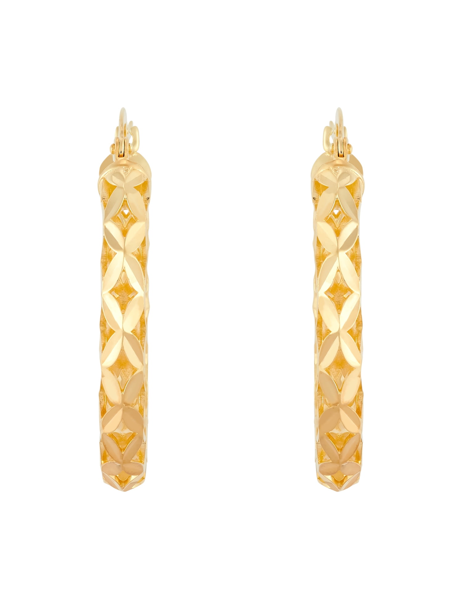 Brilliance Fine Jewelry Sterling Silver and 14KT Gold Plated 3D Round Hoop Earrings