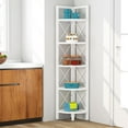thumbnail image 4 of TribeSigns 5 Tiers Corner Shelf Bookshelf, Modern Small Corner Bookcase Plant Stand, White, 4 of 7