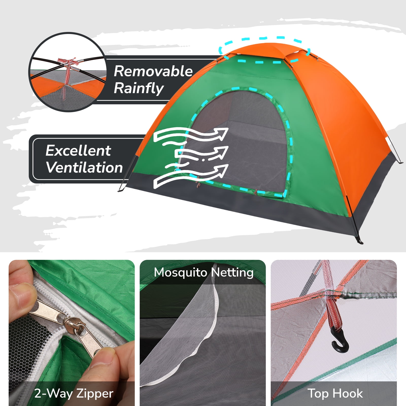 Zimtown All Season Single Person Oxford Fabric Instant Tent, Orange & Green