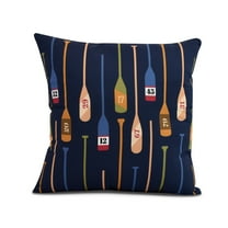 Simply Daisy, 20" x 20" Oar Numbers, Geometric Print Outdoor Pillow, Navy