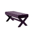 thumbnail image 2 of Kari Plum Velvet Bench - Button Tufted, Silver Nailhead Trim, X-Legs, 2 of 7