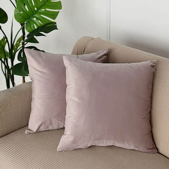 BalsaCircle 2 Solid Mauve 18" Decorations Throw Pillow Covers Square Velvet Cushion Cases Living Room