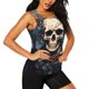 thumbnail image 2 of Fotbe Vintage Leaf Flower Skull Blusas Sin Mangas para Mujer – Estilo Casual, Corte Suelto, Slim-Fit, Cuello Redondo Deportivo, Tops de Verano para Gimnasio y Yoga-Small, 2 of 7