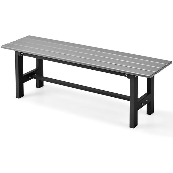 Sptwo | 47” Outdoor Garden Bench, 2-Person Patio Park Bench with HDPE Slatted Seat & Metal Frame, 660 LBS Capacity, Rectangular Outdoor Dining Bench for Yard, Garden, Balcony, Entryway,Grey