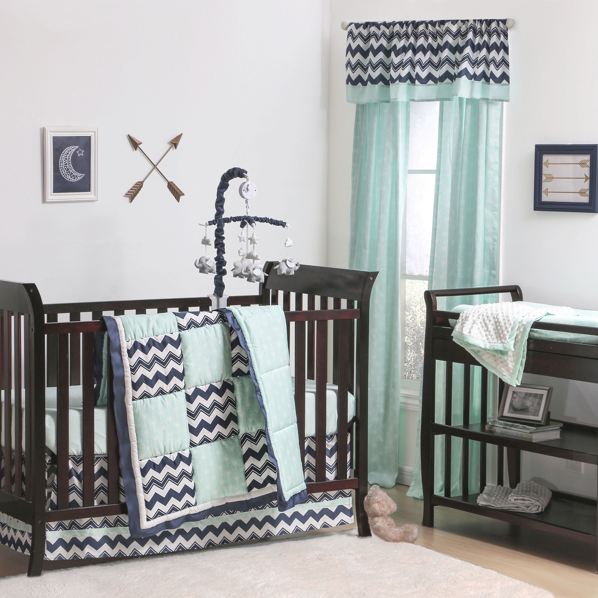 dark blue crib sheet