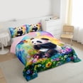 thumbnail image 3 of Castle Fairy Kids Animal Panda Twin Comforter Sets,Colorful Flowers Butterfly Bedding Set, 3 of 8