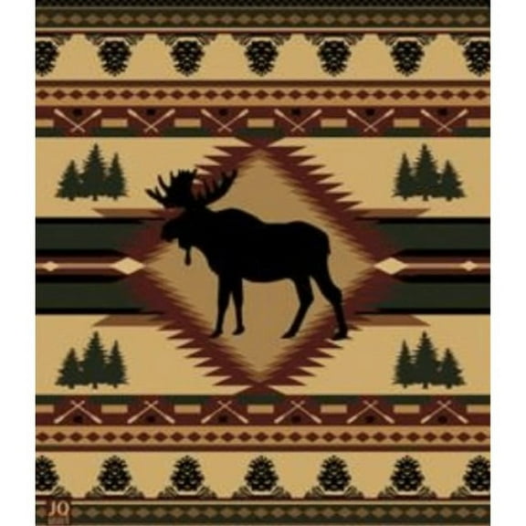 Southwest Moose Lodge High Quality Plush Raschel Queen Size Blanket 79x95 Inches