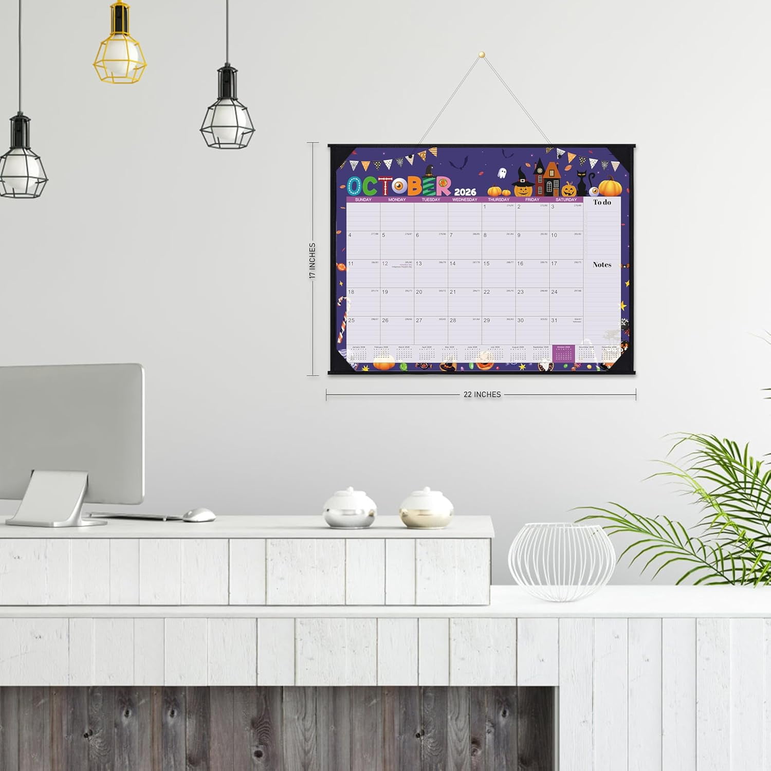 2026 Desk Calendar - Large Desk Calendar 2026, Jan.2026 - Dec.2026, 22" x 17", 2026 Calendars with Corner Protectors + Large Ruled Blocks, To-do & Notes, 12 Different Themes