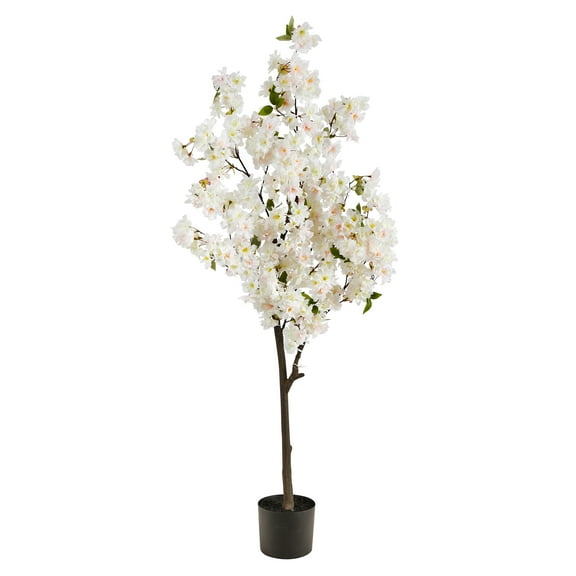 Nearly Natural 5' Cherry Blossom Artificial Tree in Plastic Planter
