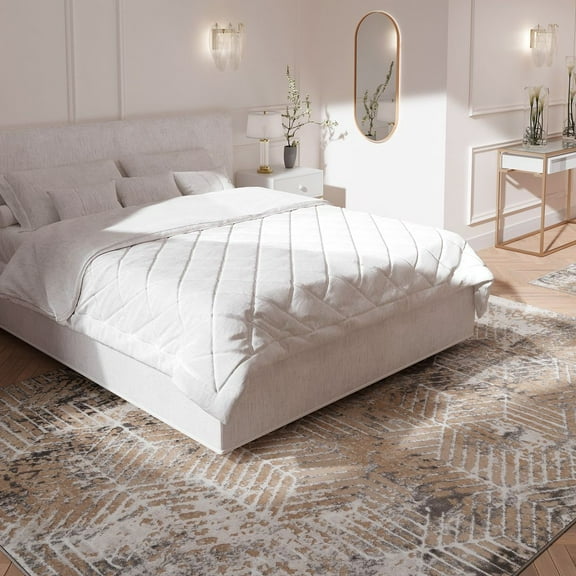 KUKOON Beige Geometric Abstract Area Rug