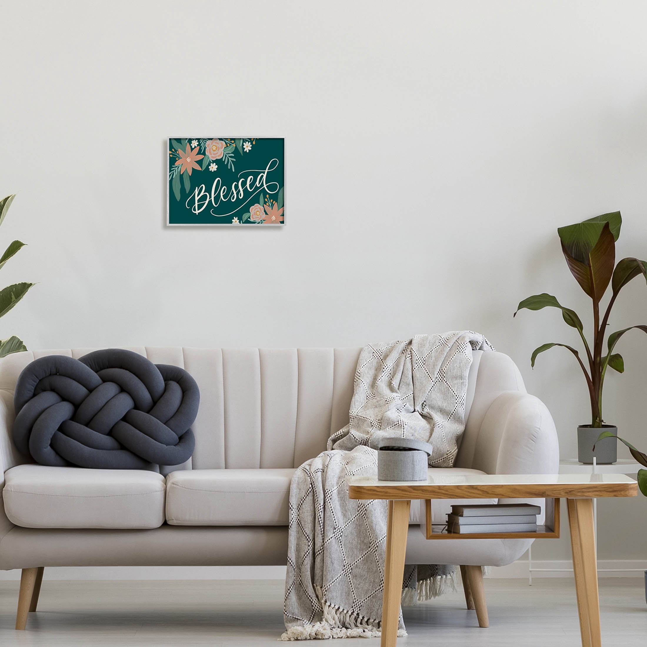 Blessed Floral Green Blossoms Botanical & Floral Graphic Art Gray Framed Art Print Wall Art