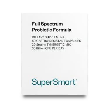 SuperSmart Full Spectrum Probiotic Formula – 36 Billion CFU per Day - 20-in-1 Complex with Lactobacillus Reuteri, Gasseri, Rhamnosus, Crispatus | Non-GMO & Gluten-Free - 60 Vegetarian Capsules