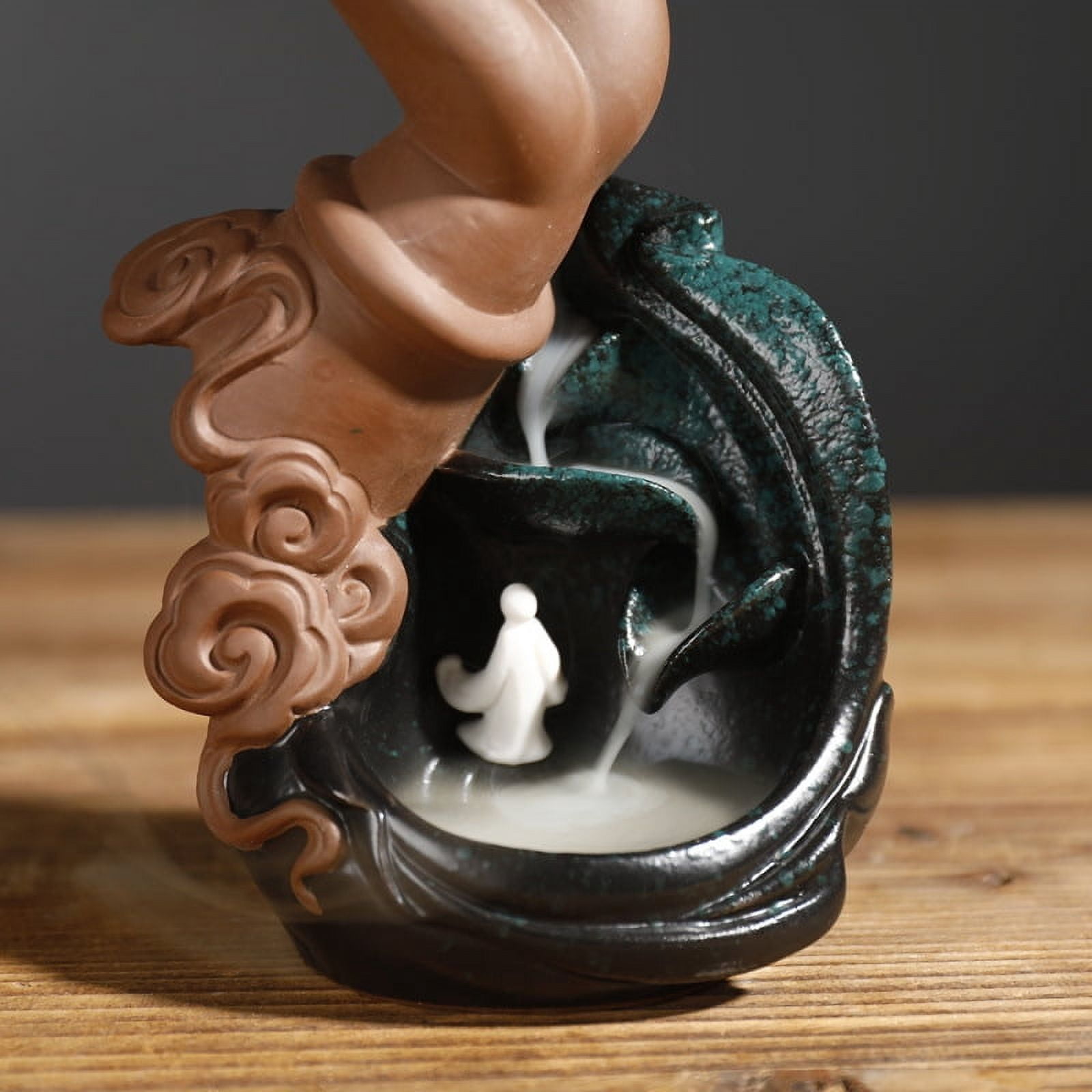 Incense Holder Zen Buddha Hand Lotus Backflow Incense Burner Incense Diffuser Waterfall Censer Incense Cones Holder Home Deco