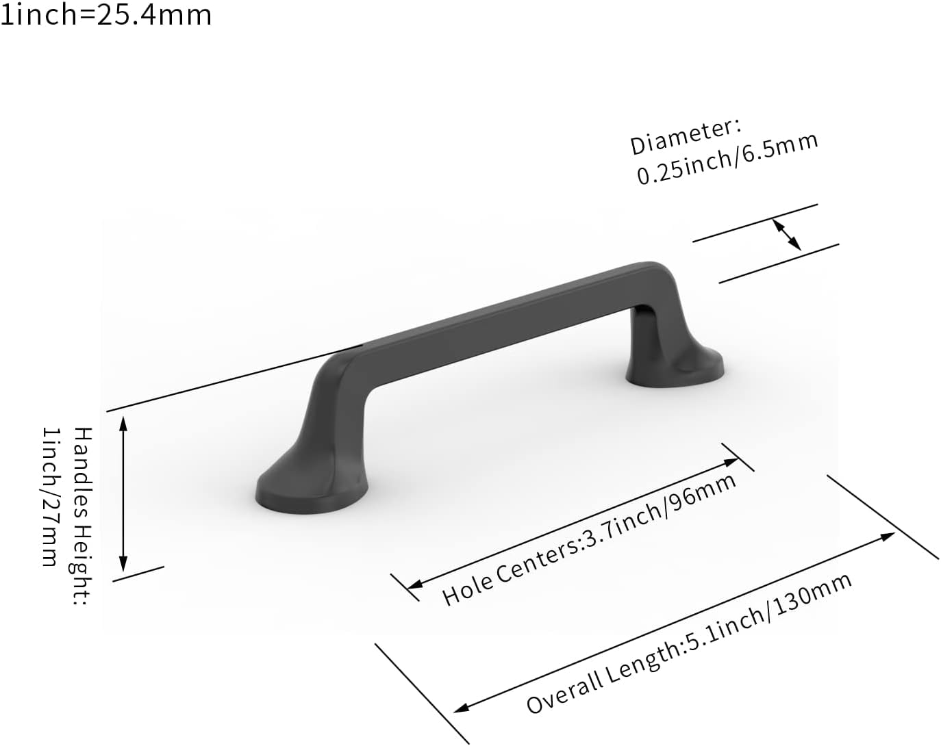 Furniware 10 Pack Cabinet Pulls, Hardware Drawer Handles, Zinc Alloy Kitchen Cabinet Door Handles Pull, Matte Black-96mm(3.8 Inch) Hole Center