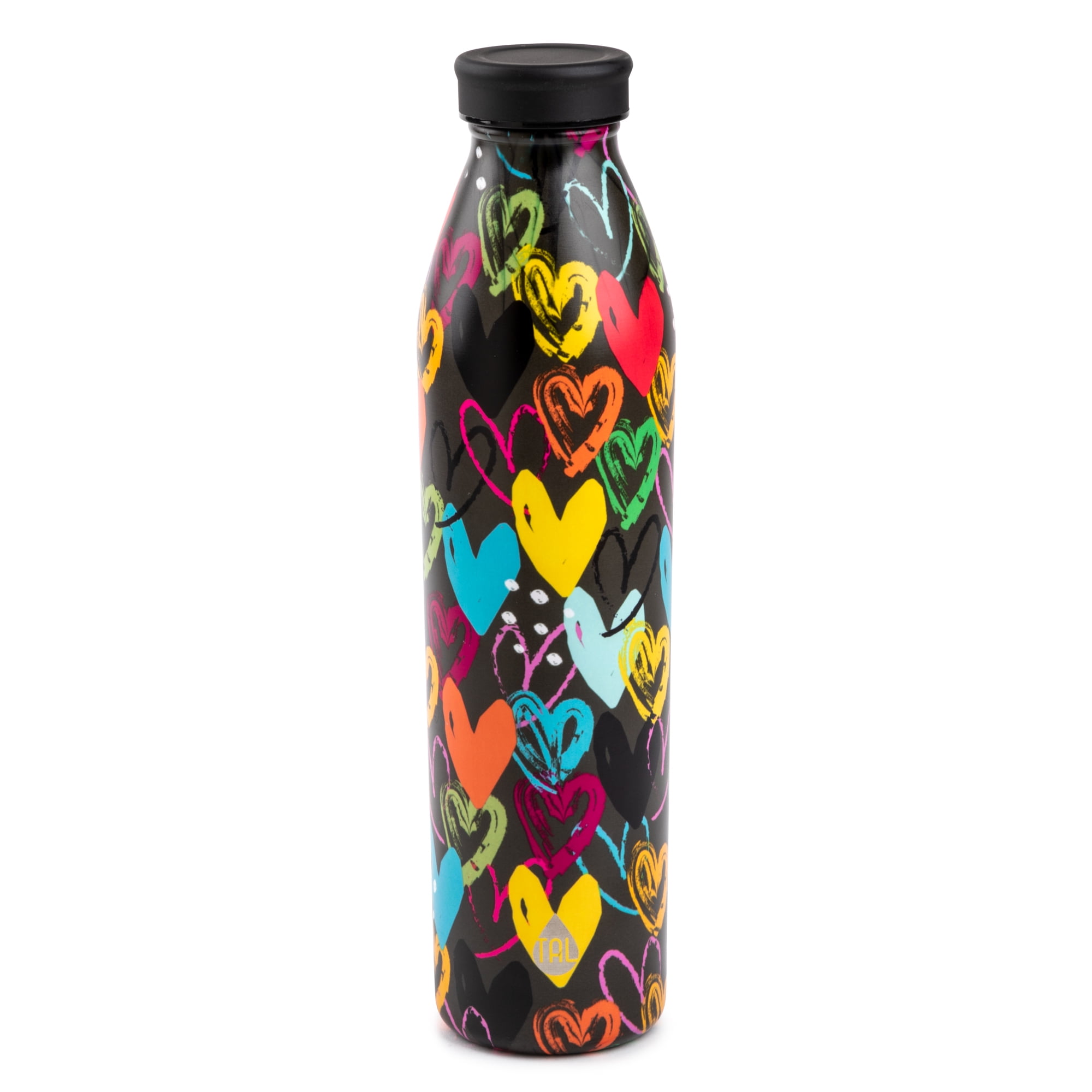 Tal 20 Oz Water Bottle Stainless Steel Vacuum Insulated, Hearts Pattern