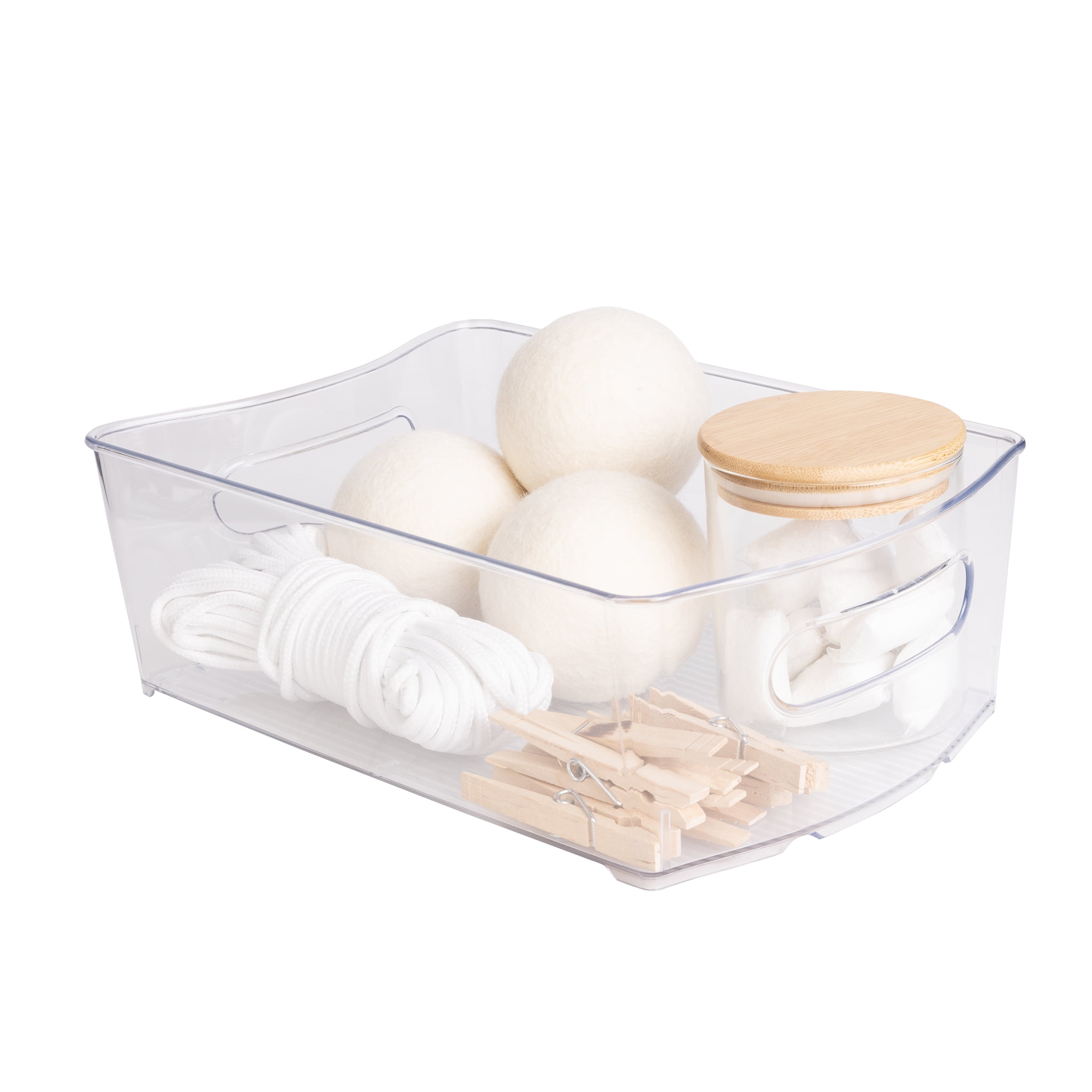 (3 pack) Mainstays Closet and Laundry Organizer Bin with Removable Dividers -  12" L x 8" W - Clear