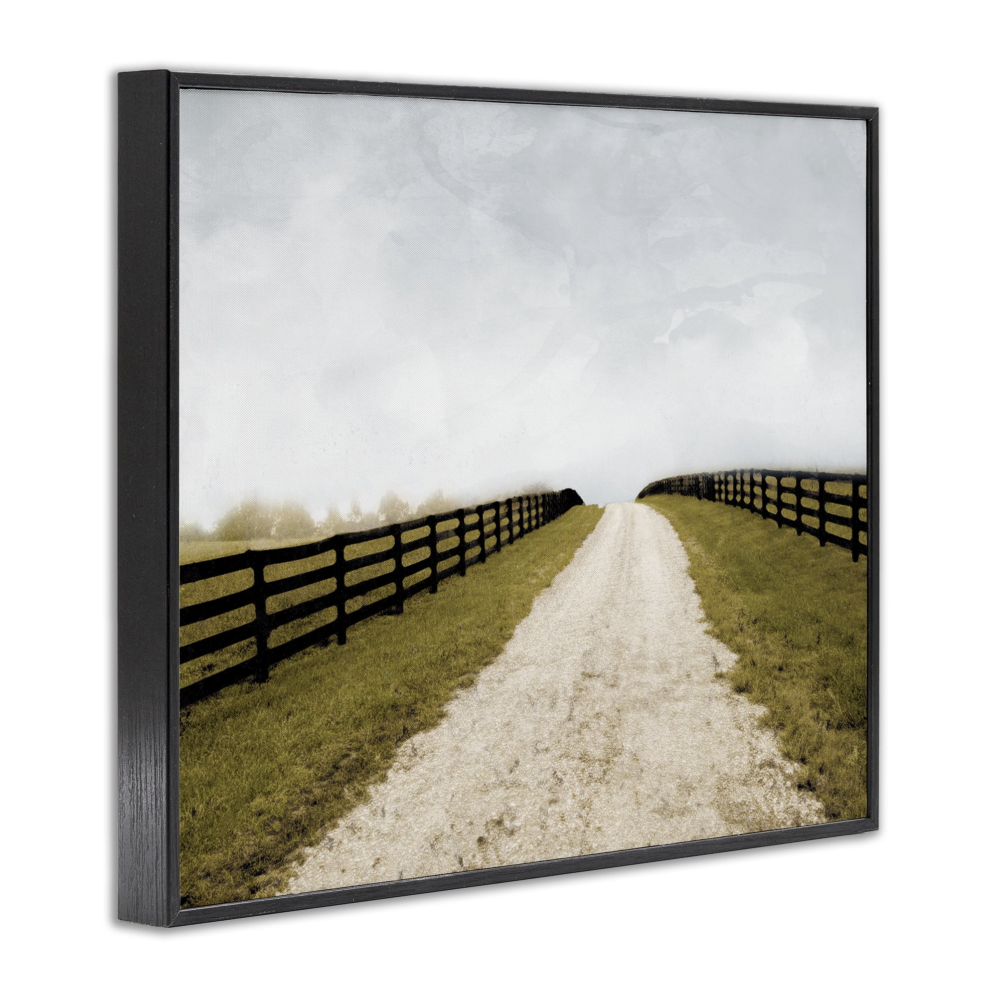 Stupell Industries Fenced Countryside Lane Black Framed Giclee Art, design by Ynon Mabat