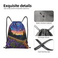 thumbnail image 4 of Daiia Galactic Night Over Meadow Pattern Drawstring Backpack, Gym Bag, Lightweight Backpack, Water-Resistant Bag Travel Sports Backpack, Fitness Bag, Yoga Bag-Small, 4 of 6
