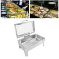 thumbnail image 4 of 9L Ensemble de Buffet de Chafing, Chauffe-Plat en Acier Inoxydable avec Couvercle Visible, Serveur de Chafing Anti-Rouille avec Bac à Nourriture pour les Restaurants d'Hôtels, 4 of 8