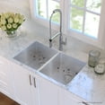 thumbnail image 2 of KRAUS Kitchen Combo with 33 Inch Undermount 50/50 Double Bowl 16 Gauge Stainless Steel Kitchen Sink and Nola™ Commercial Kitchen Faucet with Soap Dispenser in Chrome, 2 of 12