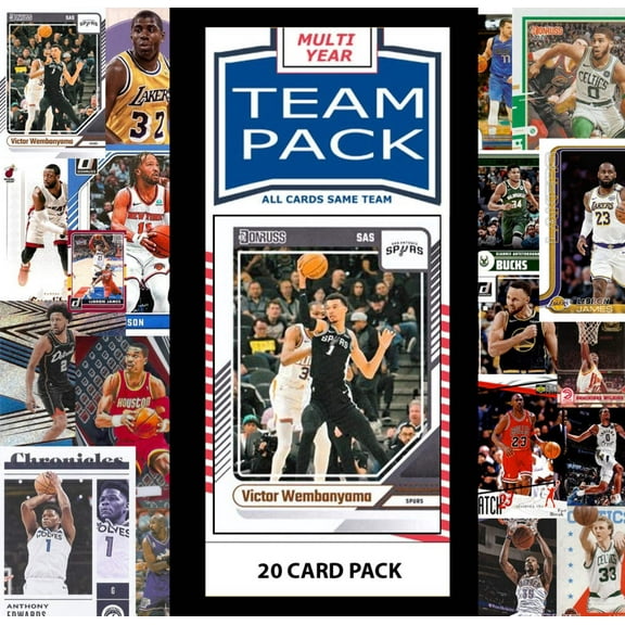 20 Card Multiyear Team Pack San Antonio Spurs Wembanyama 2025 2026 2024 Topps Panini