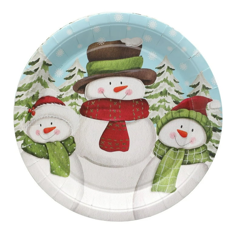 DECORLIFE Christmas Paper Plates and Napkins Sets Serve 24, Santa and  Snowman Themed Christmas Party Supplies, Forks Included, Christmas Plates