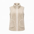 thumbnail image 6 of Vixolx Womens Cropped Sherpa Fleece Vest Stand Collar Full Zip Teddy Sleeveless Jacket Winter Warm Outerwear with Pockets, 6 of 8