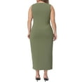 thumbnail image 3 of Unique Bargains Women's Plus Size Elegant Knit Slit Tank Midi Ruched Bodycon Dresses 1X Army Green, 3 of 6