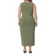 thumbnail image 3 of Agnes Orinda Women's Plus Size Elegant Knit Slit Tank Midi Ruched Sleeveless Summer Bodycon Dresses Army Green 3X, 3 of 6